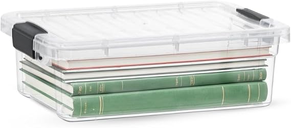 Superio 7.4 Quart Clear Plastic Storage Bin with Lid, Stackable Organizer Box, BPA-Free Storage Container for Home, Garage, School & Office, 1 Pack