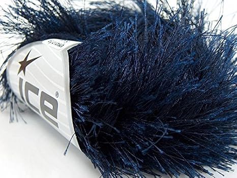 Navy Blue Extra Long Eyelash Yarn Ice Luxurious Fun Fur 50gr 38yds 14158