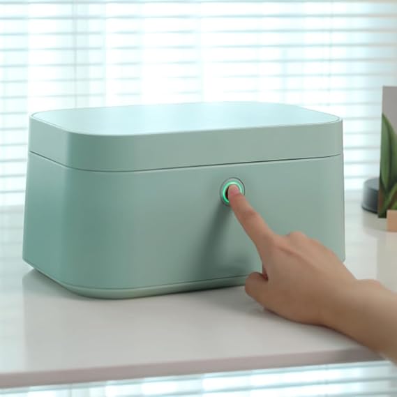 High-End Fingerprint Unlocking Jewelry Storage Box, Colorful Double-Layer Large Space Jewelry Storage Box, Can Not Be Opened Without Entering Fingerprint, Safe and Reliable,Blue
