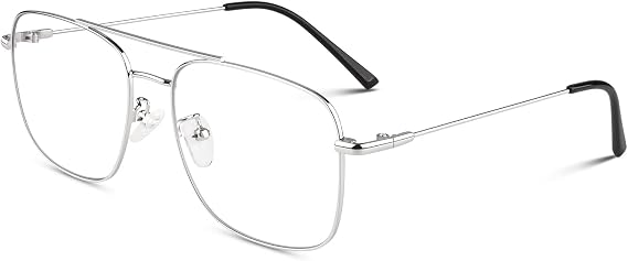 LINVO Fake Glasses Non-Prescription Clear Lens Metal Frame Women Men