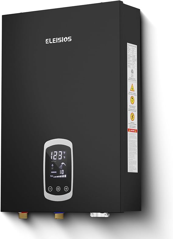 Electric Tankless Water Heater,240V Electric Water Heater,18kW Tankless Water Heater,Instant Water Heater for Shower with LED Display,Self Modulates to Save Energy Use,Black