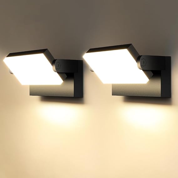 Kingwei 2 Stücke 40W LED Wandleuchten Aussen/Innen Wasserdicht IP65 Außenwandleuchte Warmweiß 3000K Wandlampe Außen mit 360° Schwenkbar LED Panel für Terrasse Garten Garage [Energieklasse E]