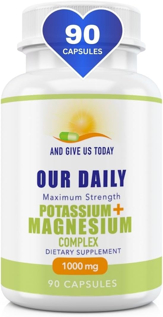 Daily Vites, Potassium Magnesium Supplement 1000mg 90 Capsules Potassium 500mg & Magnesium 500mg Magnesium Aspartate, Glycinate, Oxide, Gluconate & Citrate Muscle, Heart & Electrolyte Support