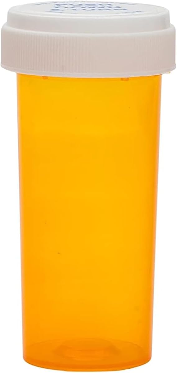 Reversible Plastic Pharmacy Pill Bottles with Reversible Caps - Pharmacy Prescription Empty Containers, 40 Dram Vials (25ct)