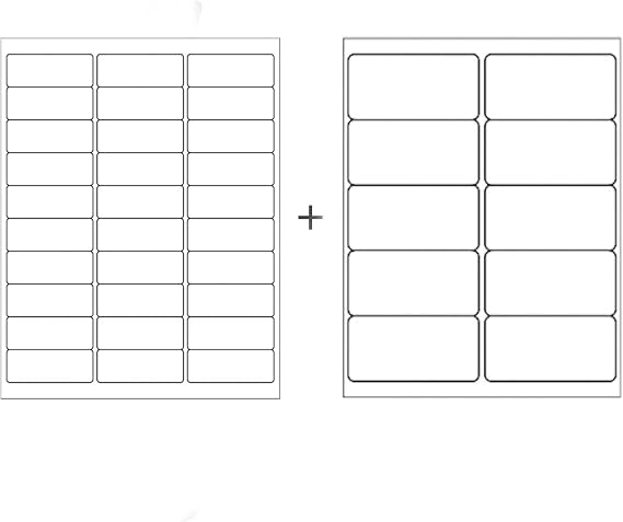 LabelMore 10 up Labels 2'' x 4" Shipping Labels (100 Sheets, 1,000 Labels) & 30 up Labels 1" X 2-5/8" Address Labels (100 Sheets, 3,000 Labels)