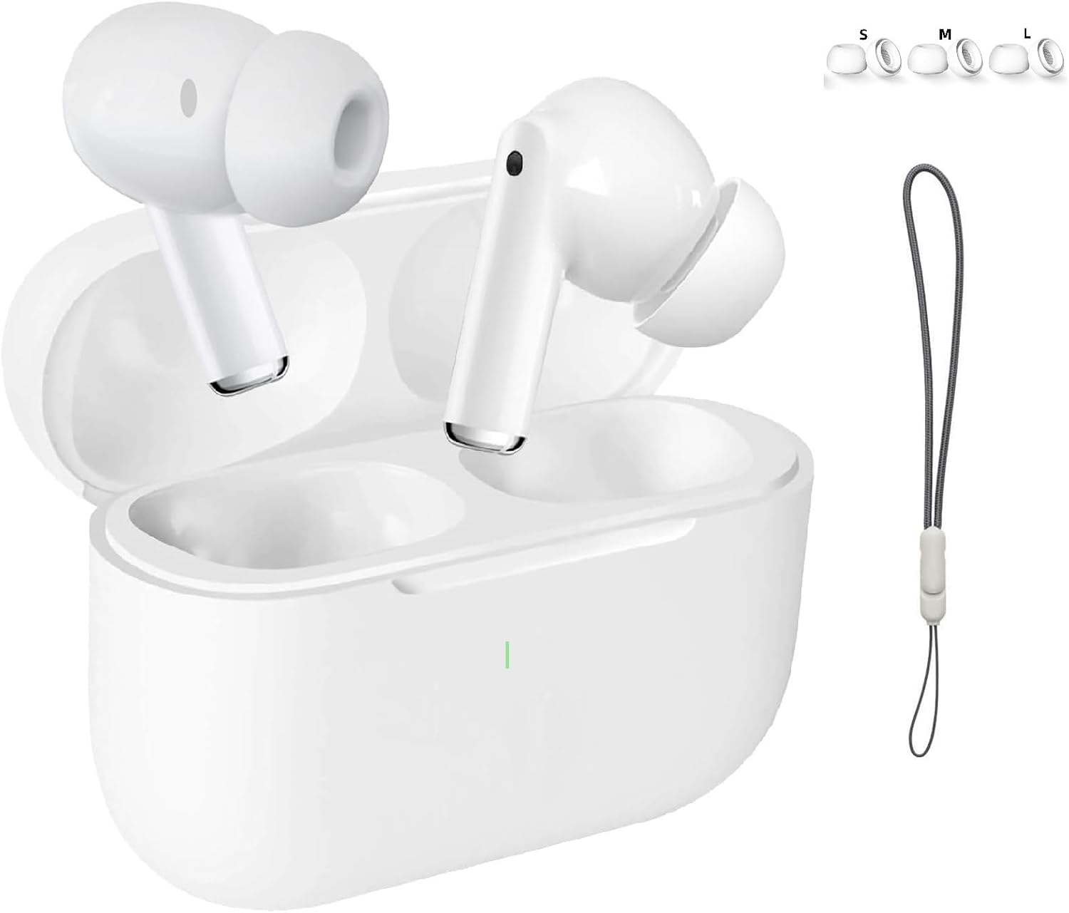 Wireless Earbuds,2025 Wireless Headphones HiFi Stereo Earphones ENC Noise Canceling Mic,42Hs Playtime in Ear Air Buds Pods,Bluetooth 5.3 Sport Ear pods with Protective Case for AndroidiOS White
