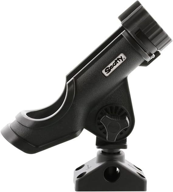 Scotty #230 Powerlock Rod Holder with #241 Side/Deck Mount, Adjustable Boat Fishing Rod Holder, Universal Cradle Design, Side or Deck Mount Installation, Marine-Grade Construction