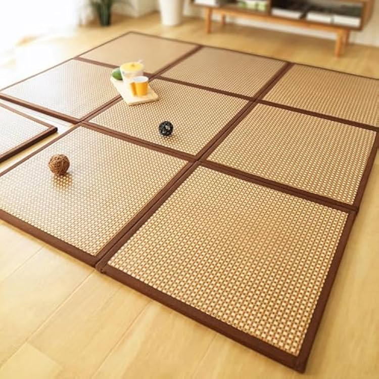 GAOXIAO Rattan Floor Mat Foldable Japanese Tatami Mattress Non-Slip Baby Crawling Mats Traditional Folding Living Room Bedroom Area Rug Carpet Pad Comfortable Sleeping Rest Playroom B 180 x 240 cm