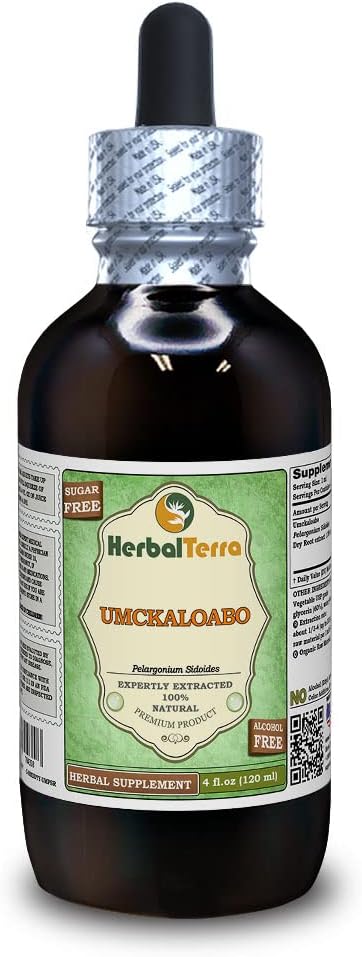 Umckaloabo (Pelargonium Sidoides) Glycerite, Dried Roots Alcohol-Free Liquid Extract (Brand Name: HerbalTerra) 4 fl.oz (120 ml)