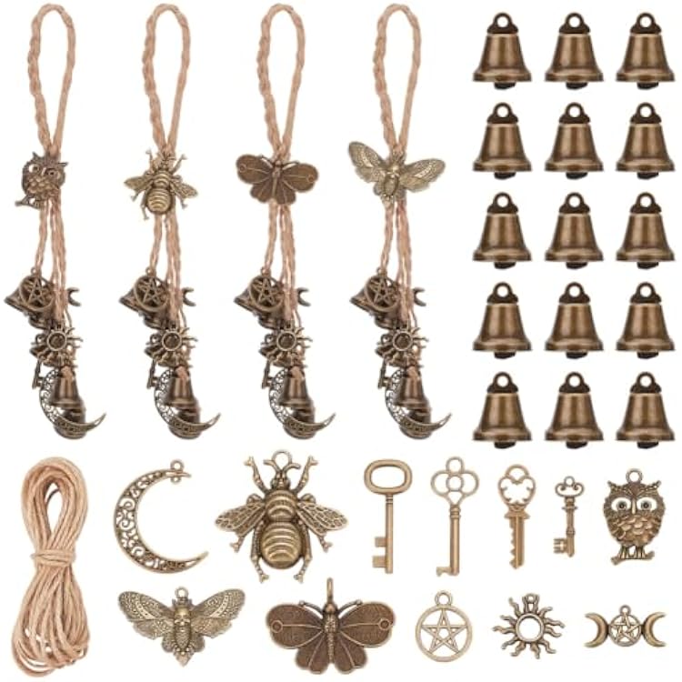 FREEBLOSS 4 Sets DIY Witch Bells Kit Animals Theme Witch Wind Chimes Windchimes Outdoors Witchy Home Decor Witch Decor Witch Bells for Door Knob for Protection Witch Craft for Beginners