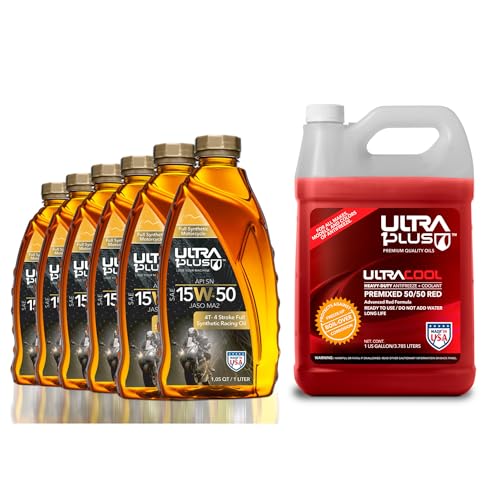 ULTRA 1PLUS SAE 15W-50 Full Synthetic 4T Engine Oil, API SN, JASO MA2 & Antifreeze Coolant