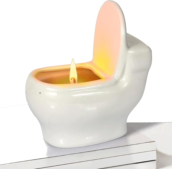 Toilet Shaped Scented Candles,Funny Gag Gift for Women & Men,Jasmine Fragrance Aromatherapy Candle is 6 Ounces, Burns for Over 42 Hours, Unique Candles for White Elephant Party,Birthday Prank