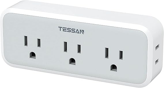 TESSAN Multi Plug Outlet Extender, Multi Plug Mini Wall Expander, Grey