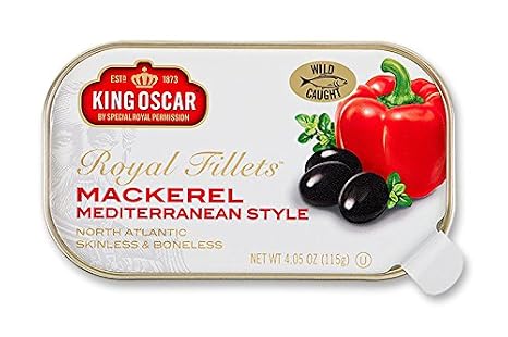 King Oscar Royal Fillets Mediterranean Style Mackerel 4 oz (Pack of 6)