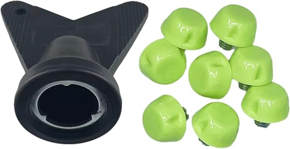 12Pcs Plastic Football Studs Set, Golf Shoe Spikes Replacements 7mm Soccer Studs with Wrench for Firm Surfaces Outdoor Athletic Training, Green