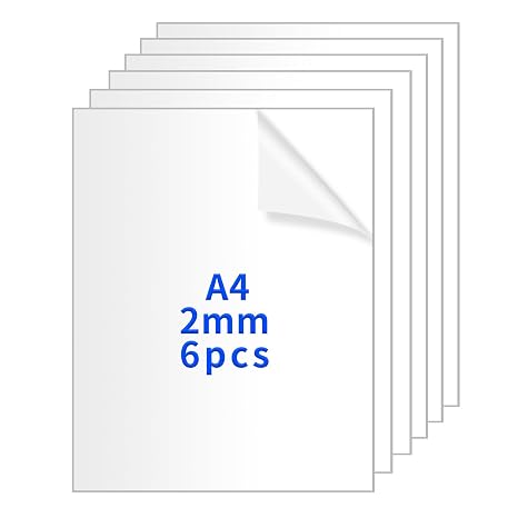 6 Pcs Perspex Sheets Cut to Size, 2mm A4 Clear Acrylic Sheets | Clear Plastic Sheets, Transparent Acrylic Boards Panels for DIY Arts Crafting Painting Photo Frames