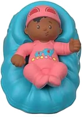 Replacement Part for Fisher-Price Little People Big Helpers Family - FRM74 ~ Replacement African American Baby Figure ~ Blue Basket ~ Pink Outfit