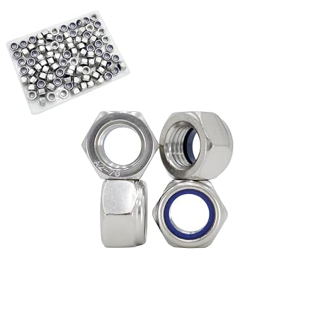 M8x1.25mm Nylon Insert Hex Lock Nuts 90 Pack 304 Stainless Steel DIN985 Self-Locking Nylon Lock Nuts Plain Finish for Industrial Construction Fasteners (M8x1.25mm, 90 Pack)