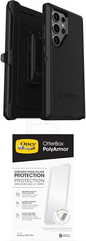 OtterBox Galaxy S24 Ultra Defender Case & Polyarmor Screen Protector Bundle