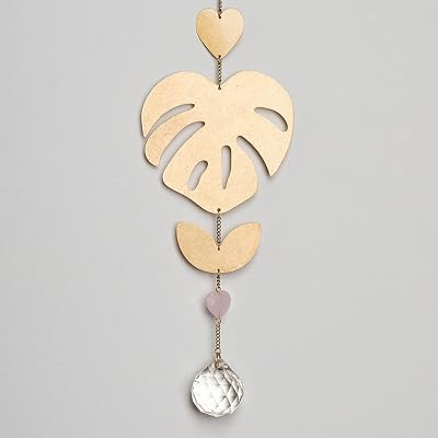 Monstera Leaf and Rose Quartz Suncatcher