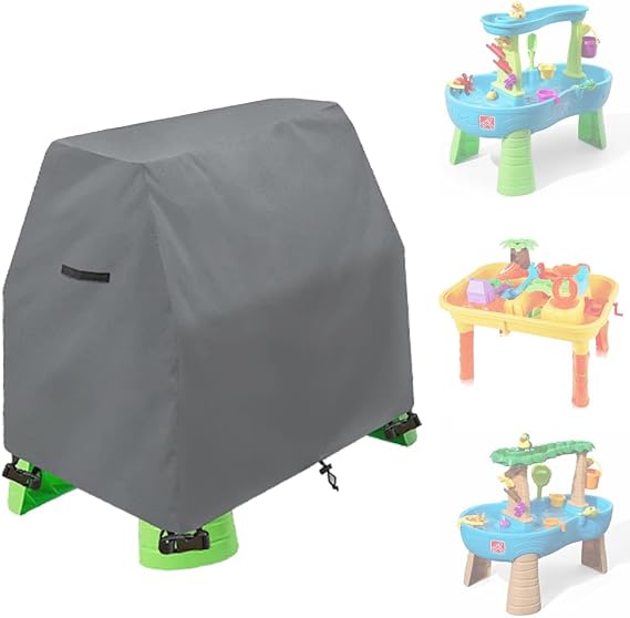 Water Table Cover for Step2 Rain Showers Splash Pond Water Table, Waterproof Sand and Water Table Toys Covers Heavy Duty Outdoor Toddlers Sand Table Cover (Grey)