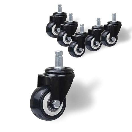 Office Chair Wheels Replacement, Heavy Duty Rollerblade Casters for Hardwood Floor & Carpet, Set of 5 (Black, 1.5IN)