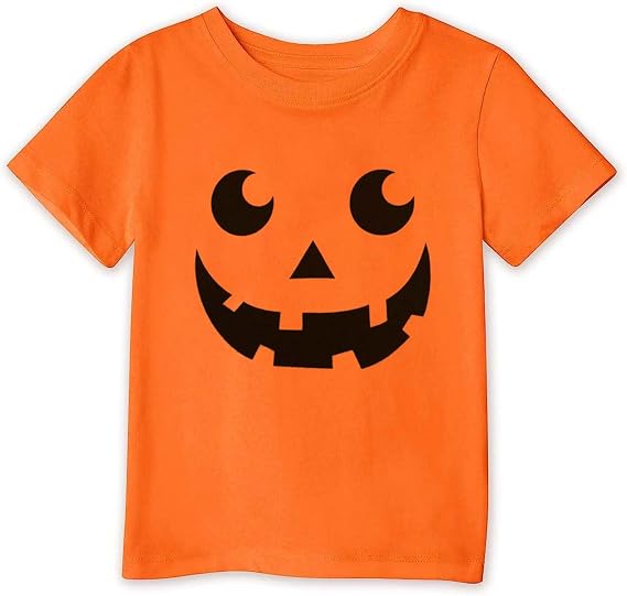 Mrocioa Toddler Boy Girl Pumpkin Face Halloween T-Shirt Short Sleeve Tops