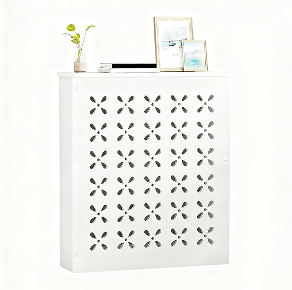 Heater Cover Radiator Covers for Home, Bathroom Floor Modern Grids Design, PVC Wood Cabinet Shelf Heating for Living Room, Hallway(60x80x15cm/24x31x6)