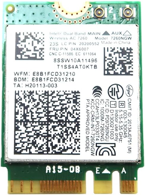 Intel Dual Band Wireless-AC 7260 7260 WiFi + Bluetooth 4.0 Combo card For Lenovo N20 Chr omebook, FRU 04X6007 20200552 T440 T440S T440P X230S X240 X240S L440 W540 WLAN