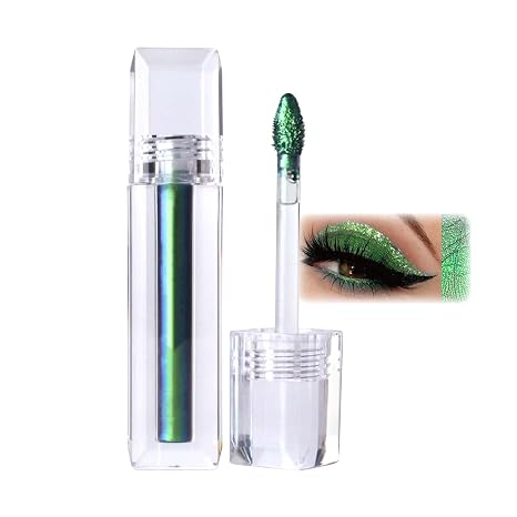 Chamäleon Lidschatten Grüner Metallic Lidschatten Flüssige Glitzer Eyeshadow Schimmernder Eyeshadow Wasserdichtes Glattheit Lang Anhaltend Brillant Hochpigment Metallic(01Dunkelgrün)