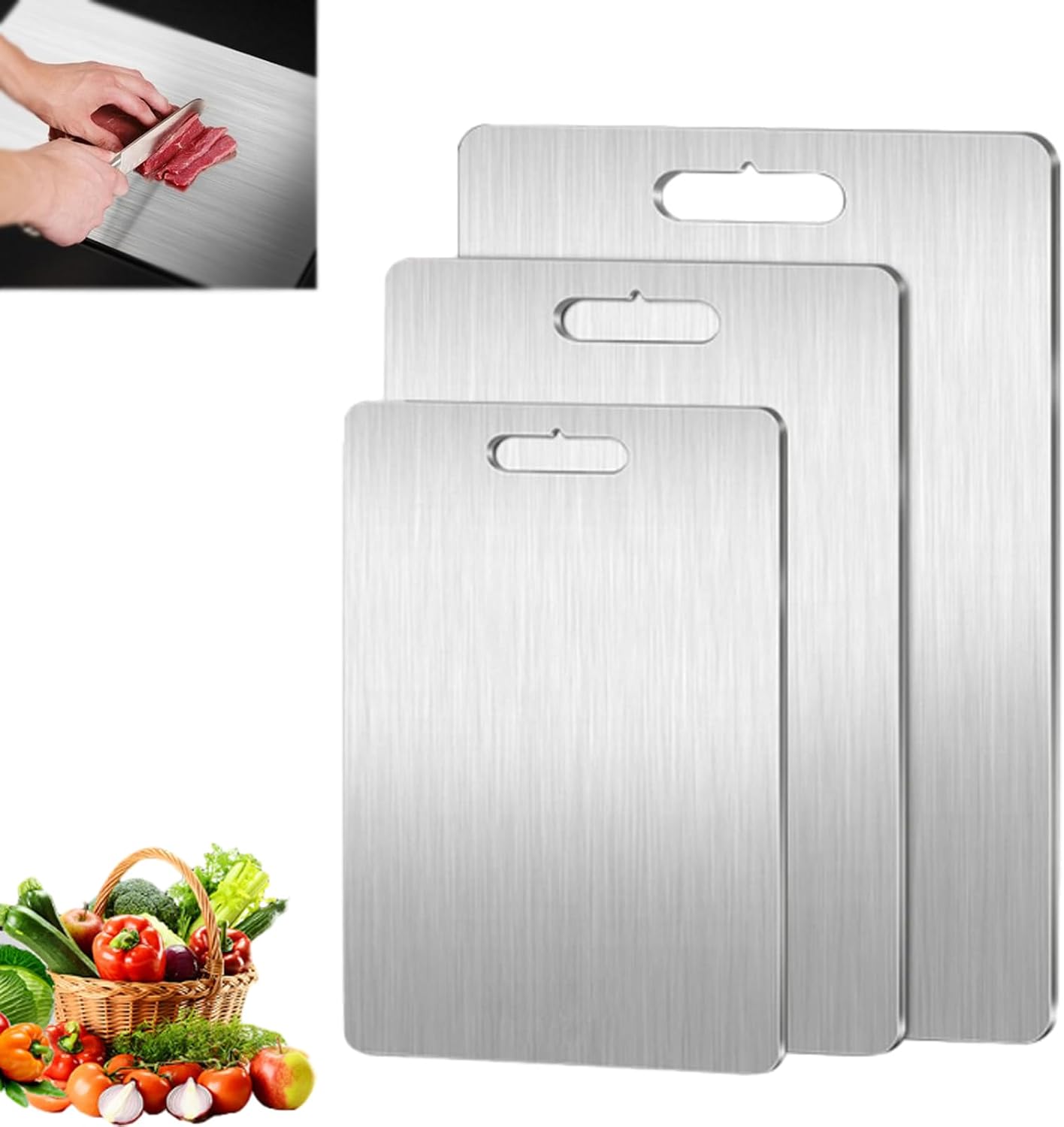 2024 New Titanium Cutting Board, 100% Pure Titanium Large Cutting Boards for Kitchen, Stainless Steel Non Stick Chopping Board For Various Cooking Tasks L 18″ x 12″