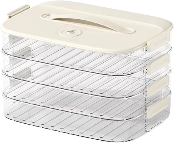 MANHONGYU 4-layer Food Storage Container, Dumpling Box,Cookie Container,Transparent Food Preservation Box for Kitchen and Refrigerator, Stackable Snack Container with Lid,Good Sealing,Heighten