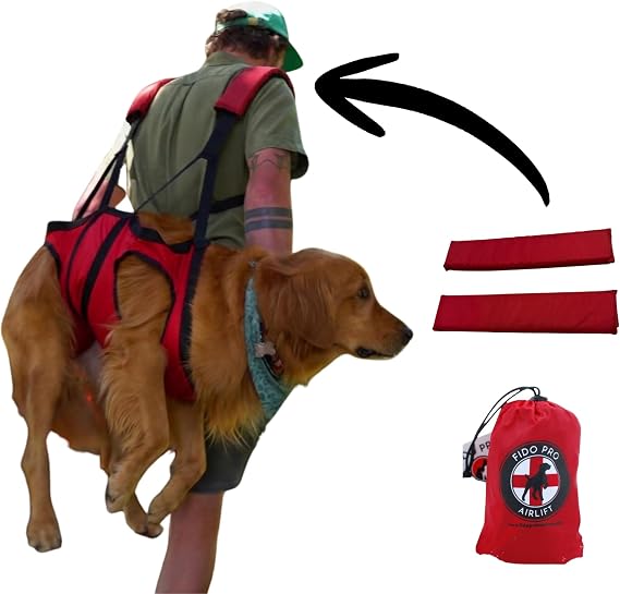 Fido Pro Airlift Original V2 Dog Carrier Sling | Light-Weight Dog Sling Now More Comfortable | for Injured, Sick, or Old Dogs | New Improved Shoulder Padding Now Included | Medium (2045 lbs)