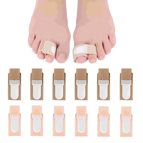 12 Pack Fabric Hammer Toe Corrector Toe Straightener Reusable Broken | Toe Protectors Buddy Taped Wraps, Toe Separators Splint for Crooked Toes, Bent Toes, Overlapping Toes Avoid Secondary Trauma