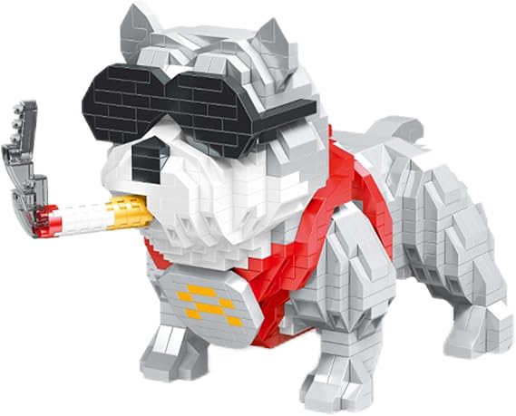 Pitbull Cool Gray Dog Micro Building Blocks Mini Brick Building Set Dog Mini Dog Building Blocks for Adults & Boys & Girls Dogs - 998 Pieces