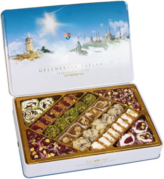 Tuğba Nuts Traditional Flavors Metal Box Turkish Delight 540gr (turkish Delight)