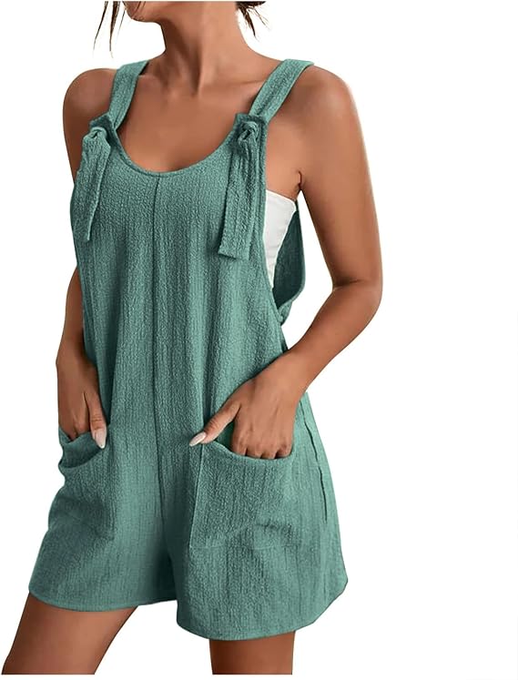 LRMQS Rompers for Women 2026 Shorts Casual Trendy Beach Loose Fit Sleeveless Romper Jumpers Cruise Summer Outfits Clothes