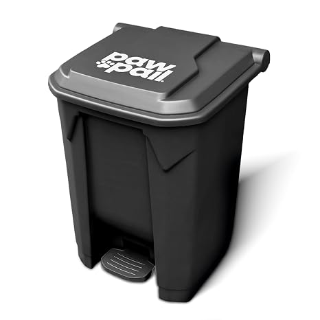 PawPail Essential Pet Waste Station, Outdoor Dog Poop Trash Can with Step-On Lid, Square Plastic Dog Waste Station, Black, 41 lb. Capacity
