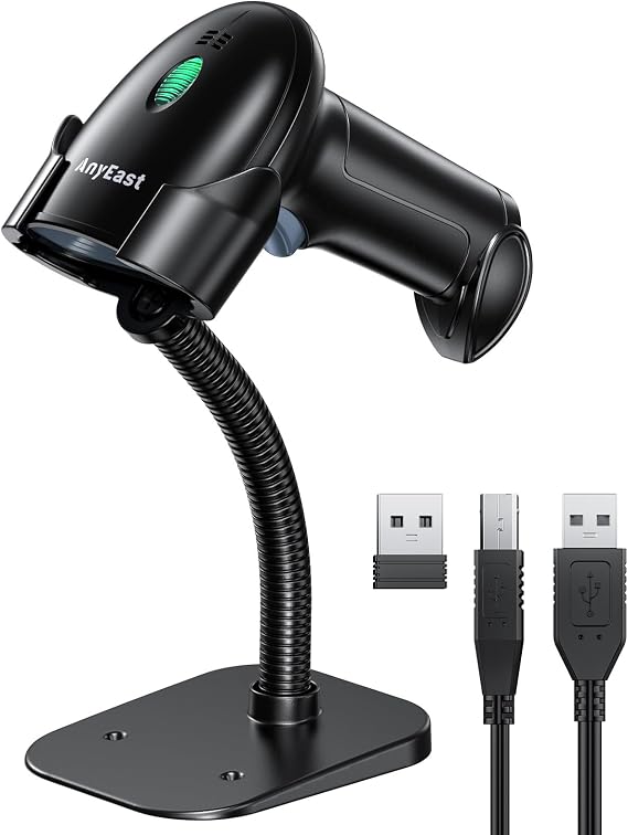 Bluetooth Barcode Scanner, 1D 2D Wireless Reader Scanner with Stand