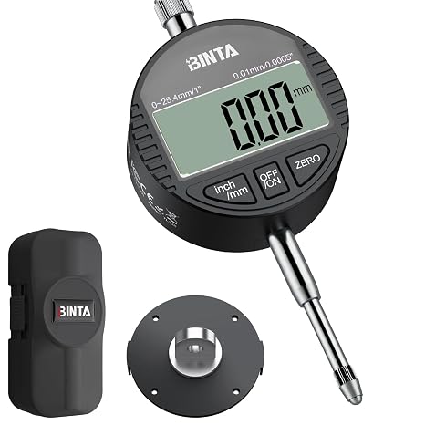 BINTA Digital Dial Indicator 1inch/0.0005inch, Digital Indicator Black