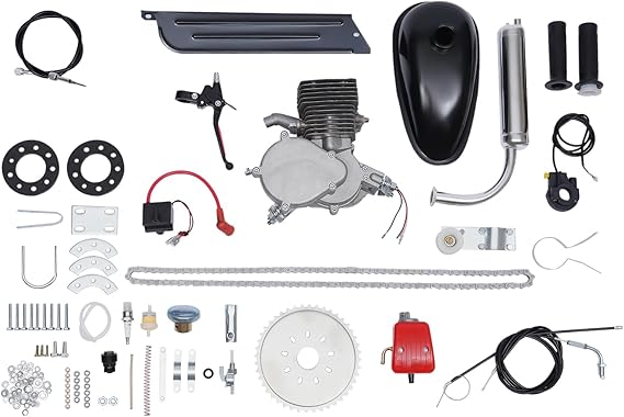 100cc Bicycle Engine Motor Kit, 2 Stroke Bicycle Kits Petrol Gas Motor Kit Gasoline Petrol Bicycle Motor Refit Full Set Powered Bicycle Motor Kit for 26" or 28" Bikes with V-Frame