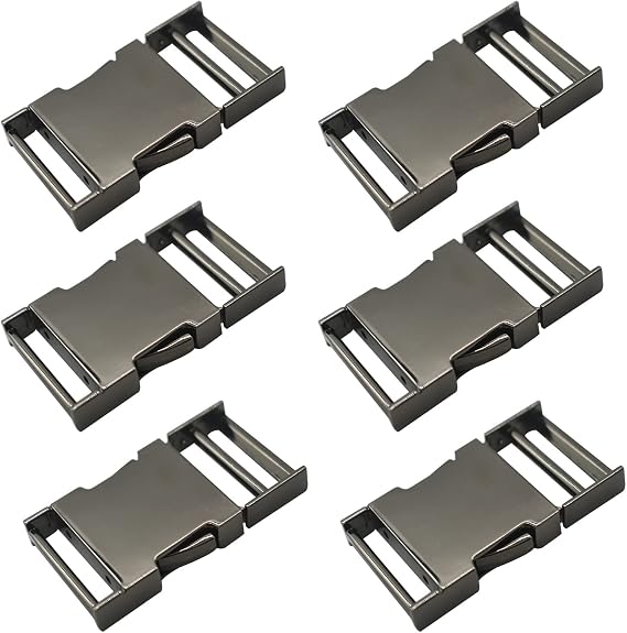 6 pcs 3/4 inch Metal Buckles Side Quick Release Single Adjustable Buckle for Straps Paracord Backpack Webbing Belt Dog Collars,Gun Grey