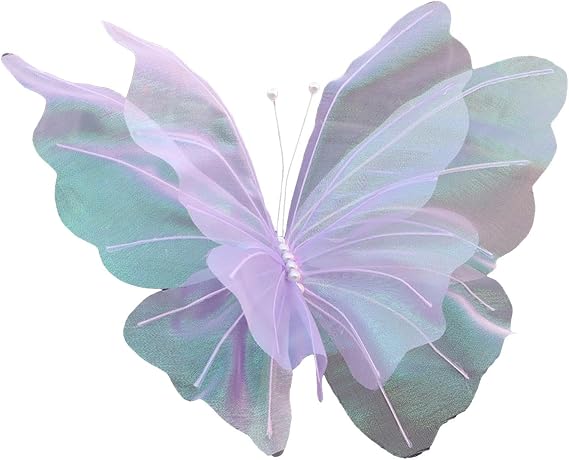 Amagogo Silk Yarn Artificial Butterfly Decoration, Giant Gauze Fake Butterfly Mesh Photography Props Mariage Decor for Wedding, Outdoor, Bedroom, Parties, Violet