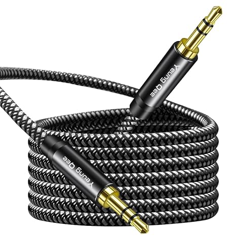 Aux Cord 12ft, 3.5mm Aux Cable - Nylon Braided Aux Audio Cable 3.5mm Male to Male AUX Cord Compatible with Car,Headphones, iPods, iPhones, iPads,Tablets,Laptops,Android Smart Phones& More(12FT/4M)