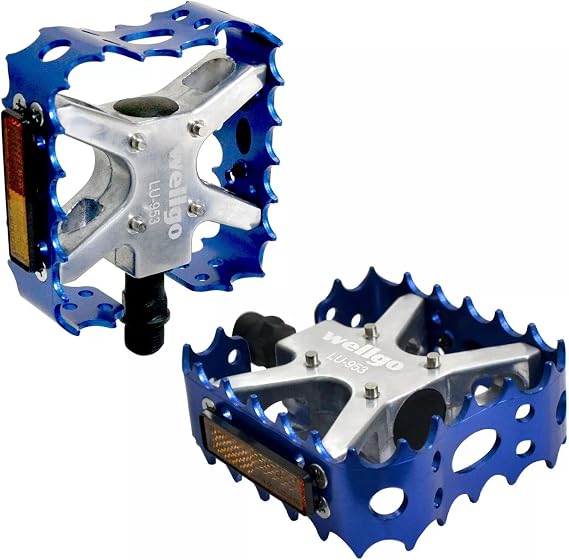 Wellgo Old School BMX MTB Bear Trap 9/16" Bicycle Pedals, Blue, WE3034