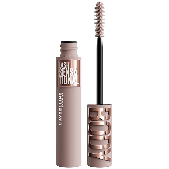 Maybelline Lash Sensational Body Washable Mascara, Volume and Length Formula for 24HR Lash Lift, Smudge and Clump-Resistant, Brownish Black