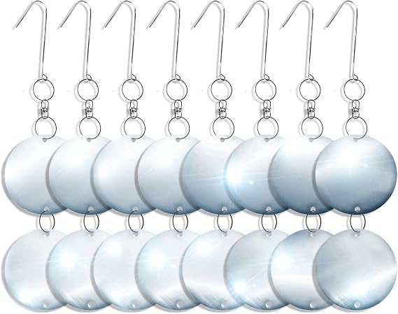 De-Bird Reflective Hanging Discs Outdoor Reflective Garden Accessories with Swivel Hooks Reflective Discs for Gardens, Patios, Trees, and Balconies 8 Pack