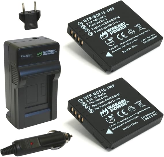 Wasabi Power Battery (2-Pack) and Charger for Panasonic Lumix DMW-BCF10, DMW-BCF10E, DMW-BCF10PP, CGA-S/106B, DMC-F2, DMC-F3, DMC-FH1, DMC-FH20, DMC-FH22, DMC-FH3, DMC-FT3, DMC-FT4, DMC-FX68, DMC-FX700, DMC-FX75, DMC-TS2, DMC-TS3, DMC-TS4