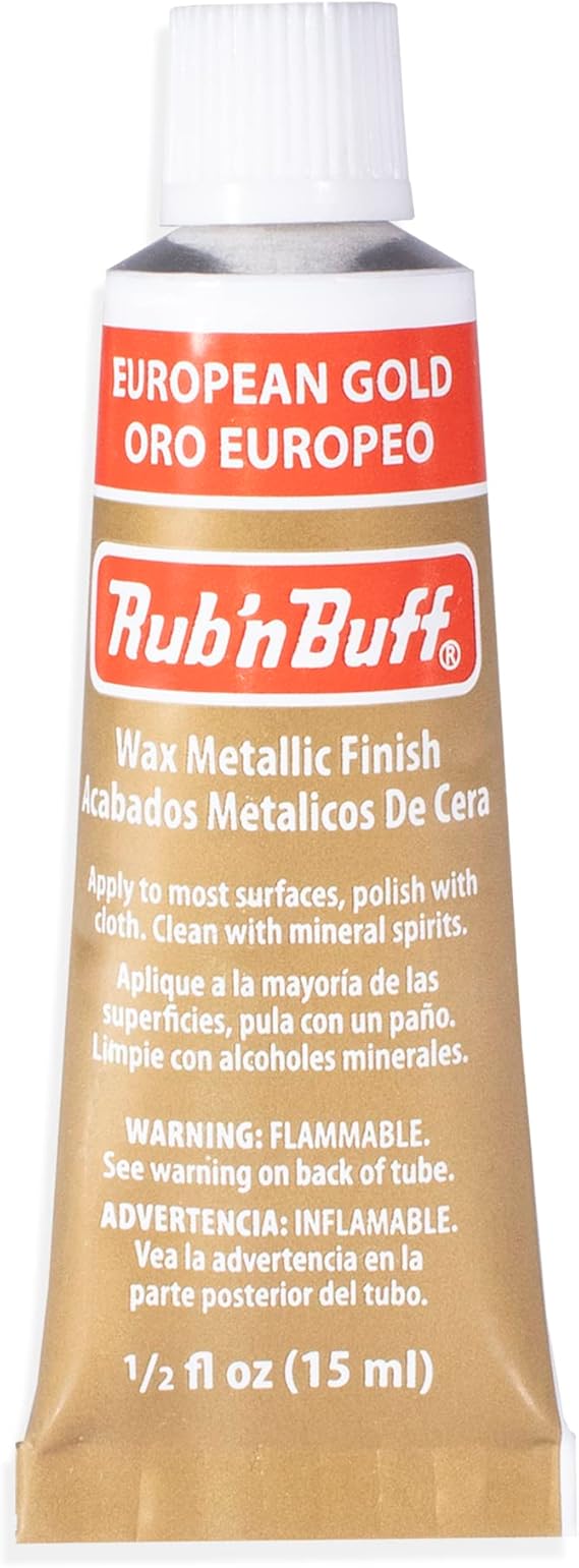 AMACO Rub n Buff Wax Metallic Finish - Rub n Buff European Gold 15ml Tube - Versatile Gilding Wax for Finishing Furniture Antiquing and Restoration - Rub and Buff Colors Single Tube