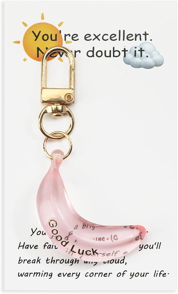 Unique Creative Keyring for Women, Transparent Banana Good Luck Bag Charm, Birthday Gifts for Mum, Friend, Or Sister, Stylish Accessories for Her